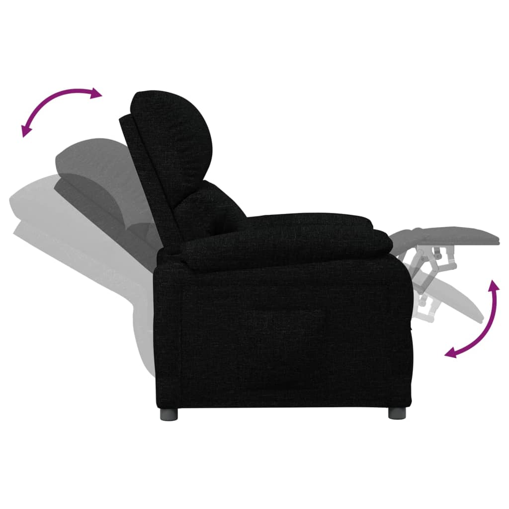 Fauteuil verstelbaar stof zwart