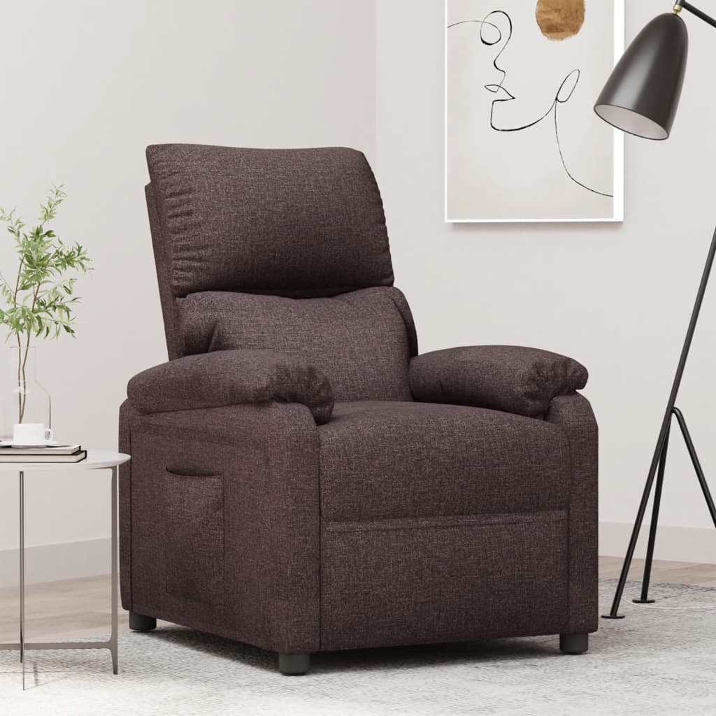 Fauteuil verstelbaar stof donkerbruin