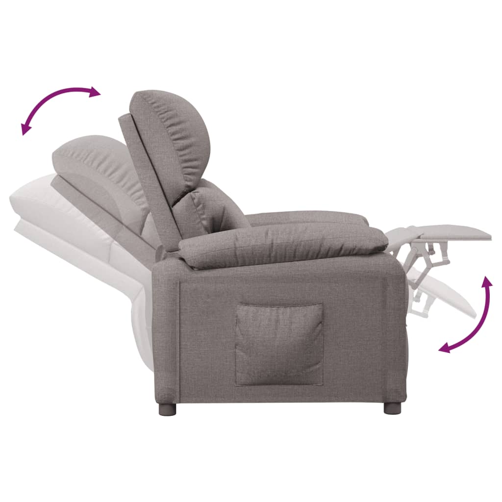 Fauteuil verstelbaar stof taupe