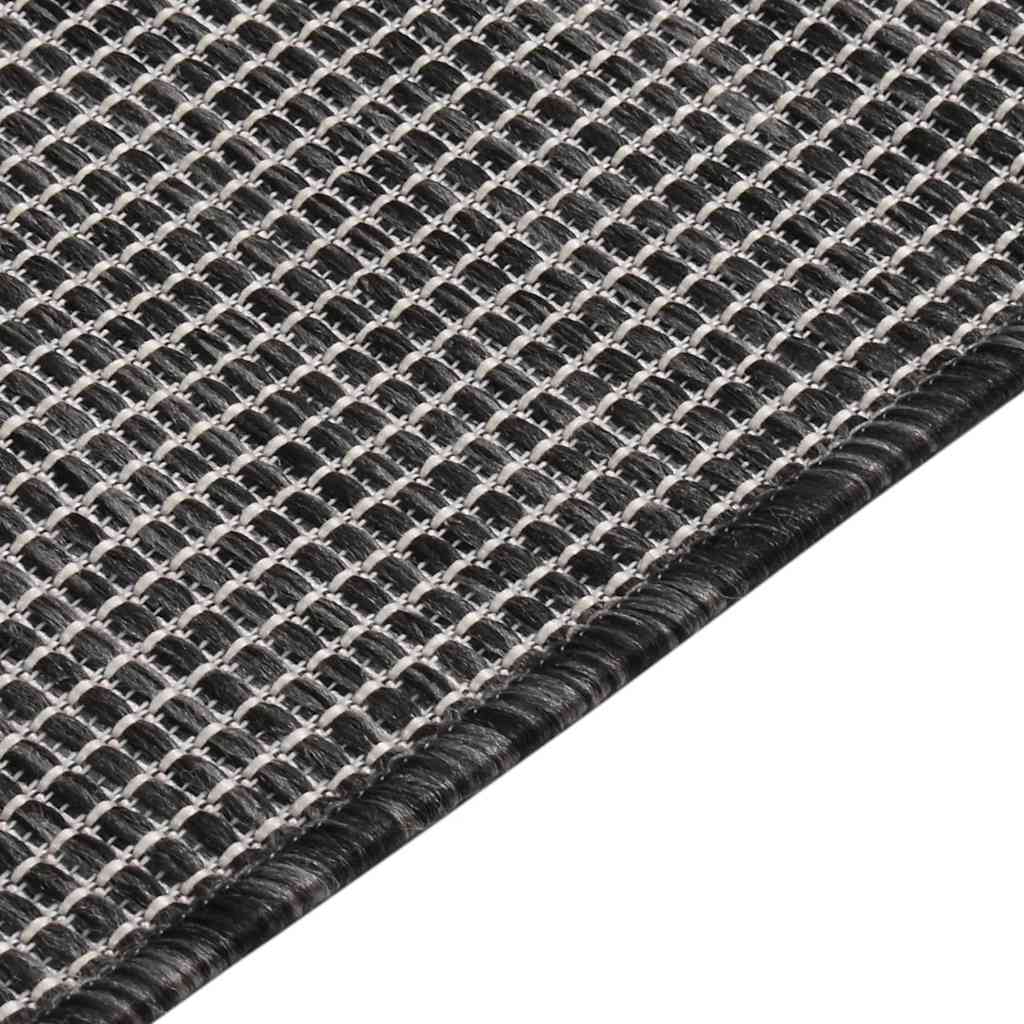 Buitenkleed platgeweven 80x150 cm grijs