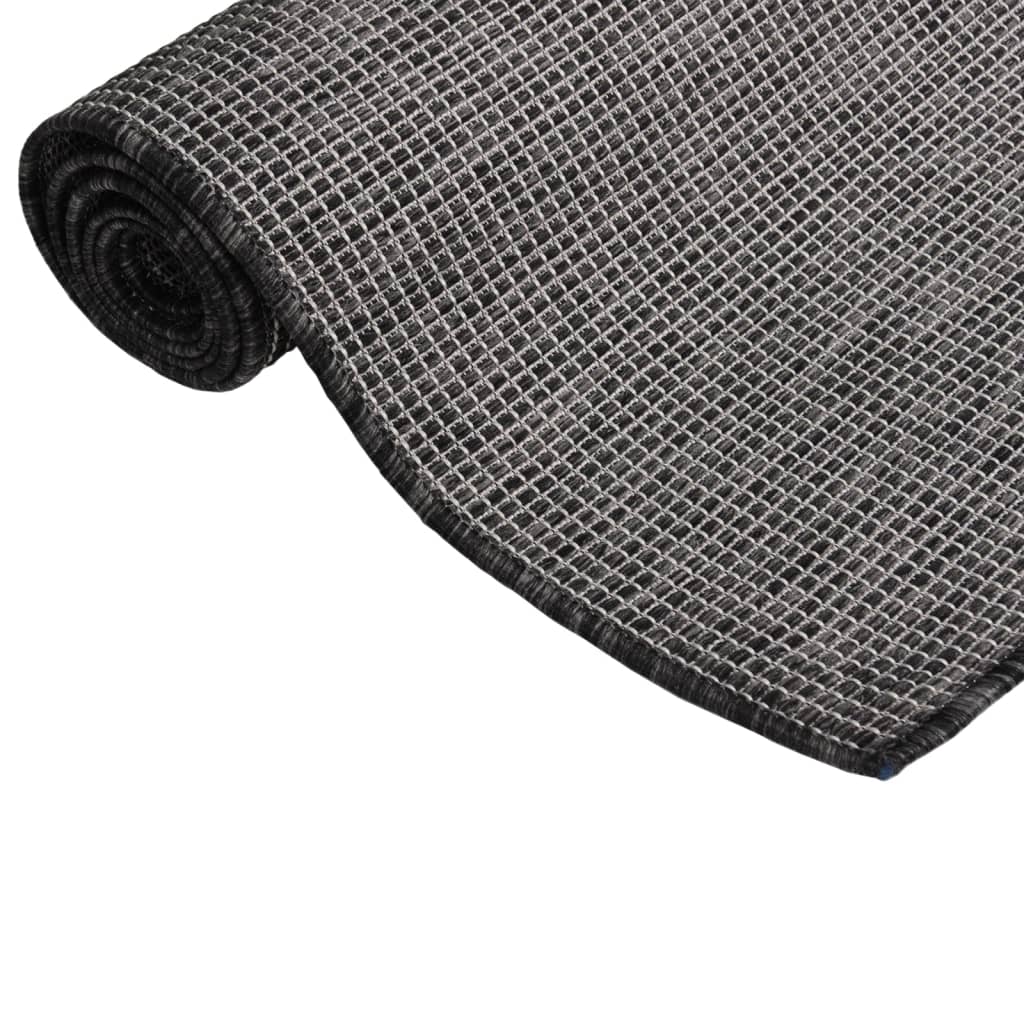 Buitenkleed platgeweven 100x200 cm grijs