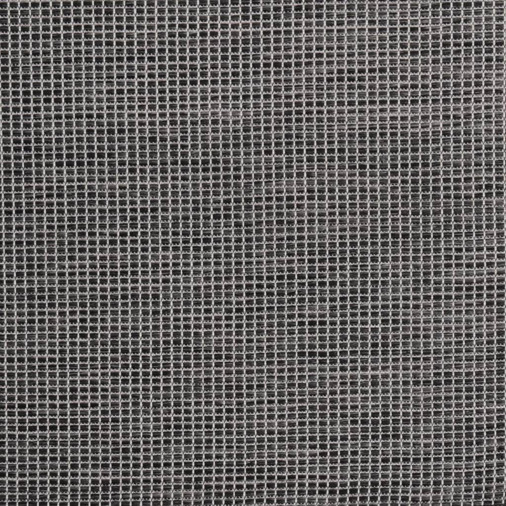 Buitenkleed platgeweven 100x200 cm grijs