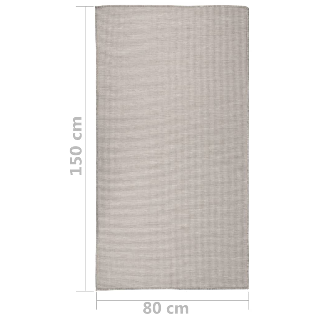 Buitenkleed platgeweven 80x150 cm lichtgrijs