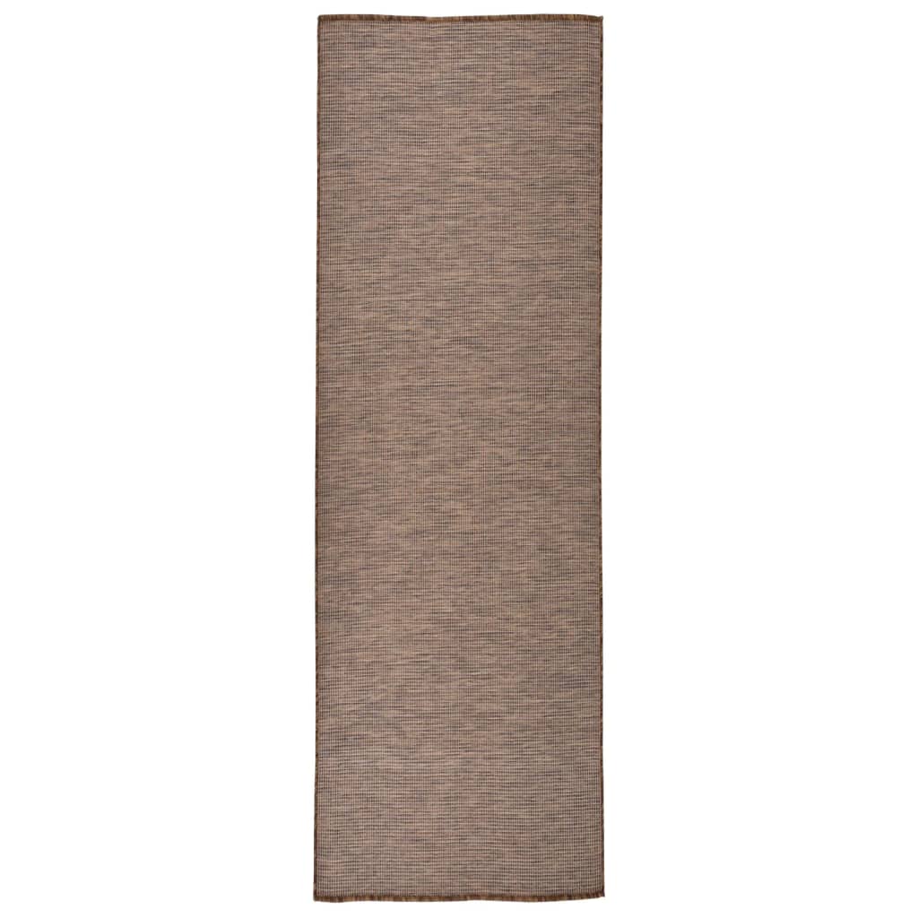 Buitenkleed platgeweven 80x250 cm bruin