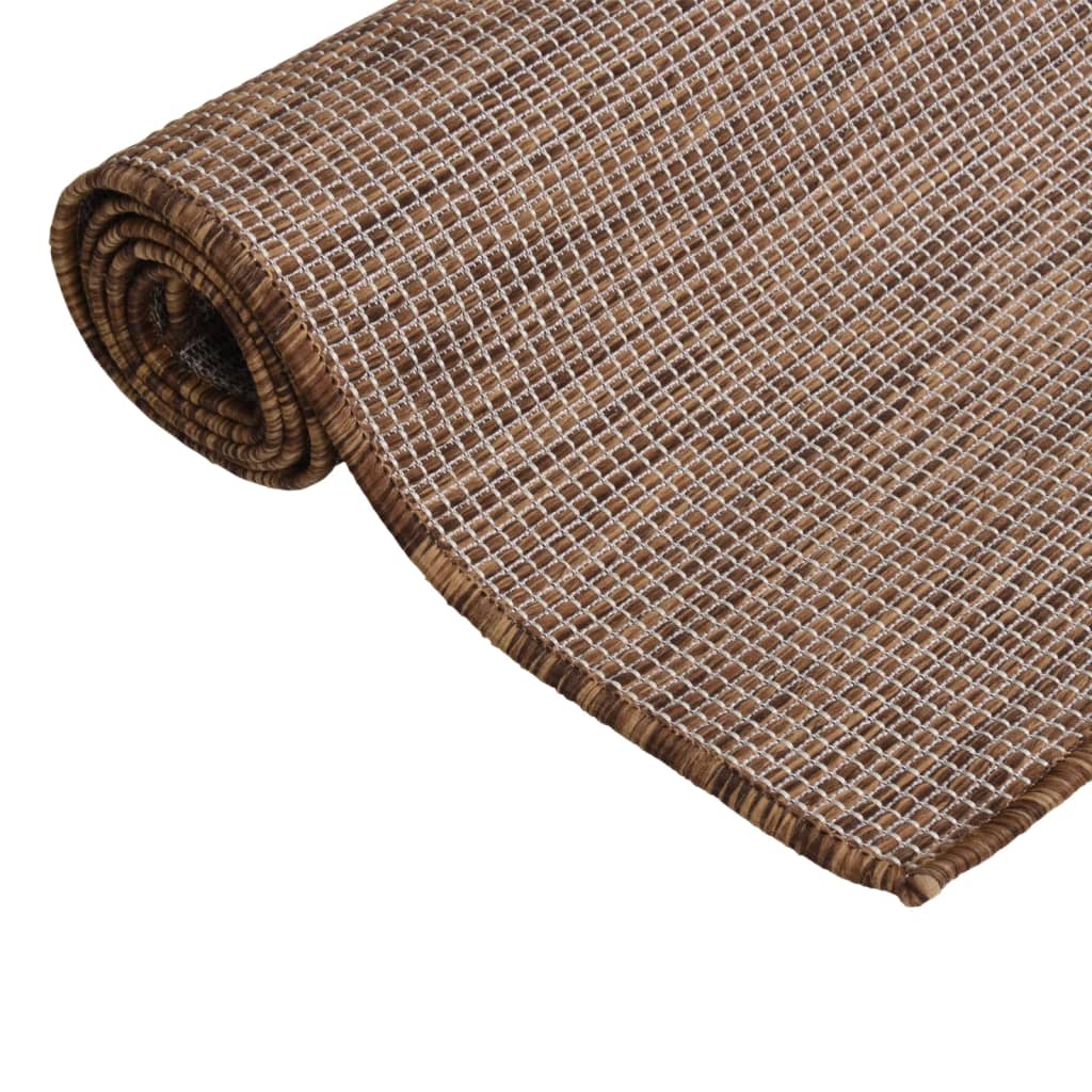 Buitenkleed platgeweven 80x250 cm bruin