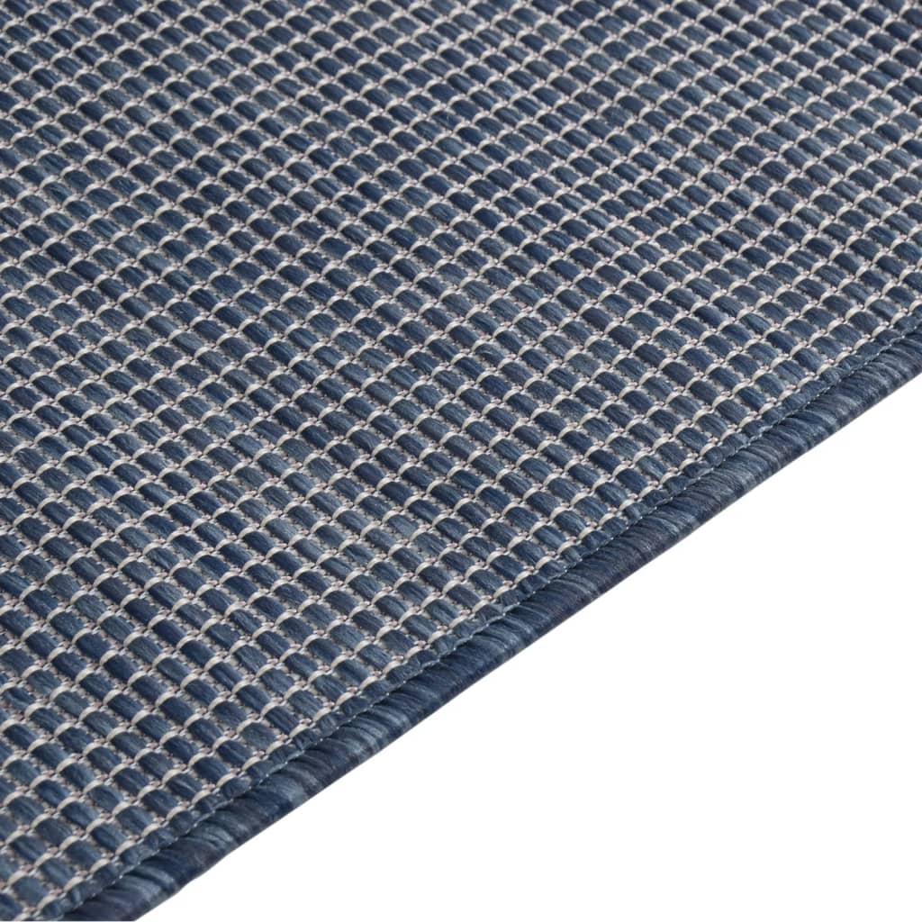 Buitenkleed platgeweven 80x150 cm blauw