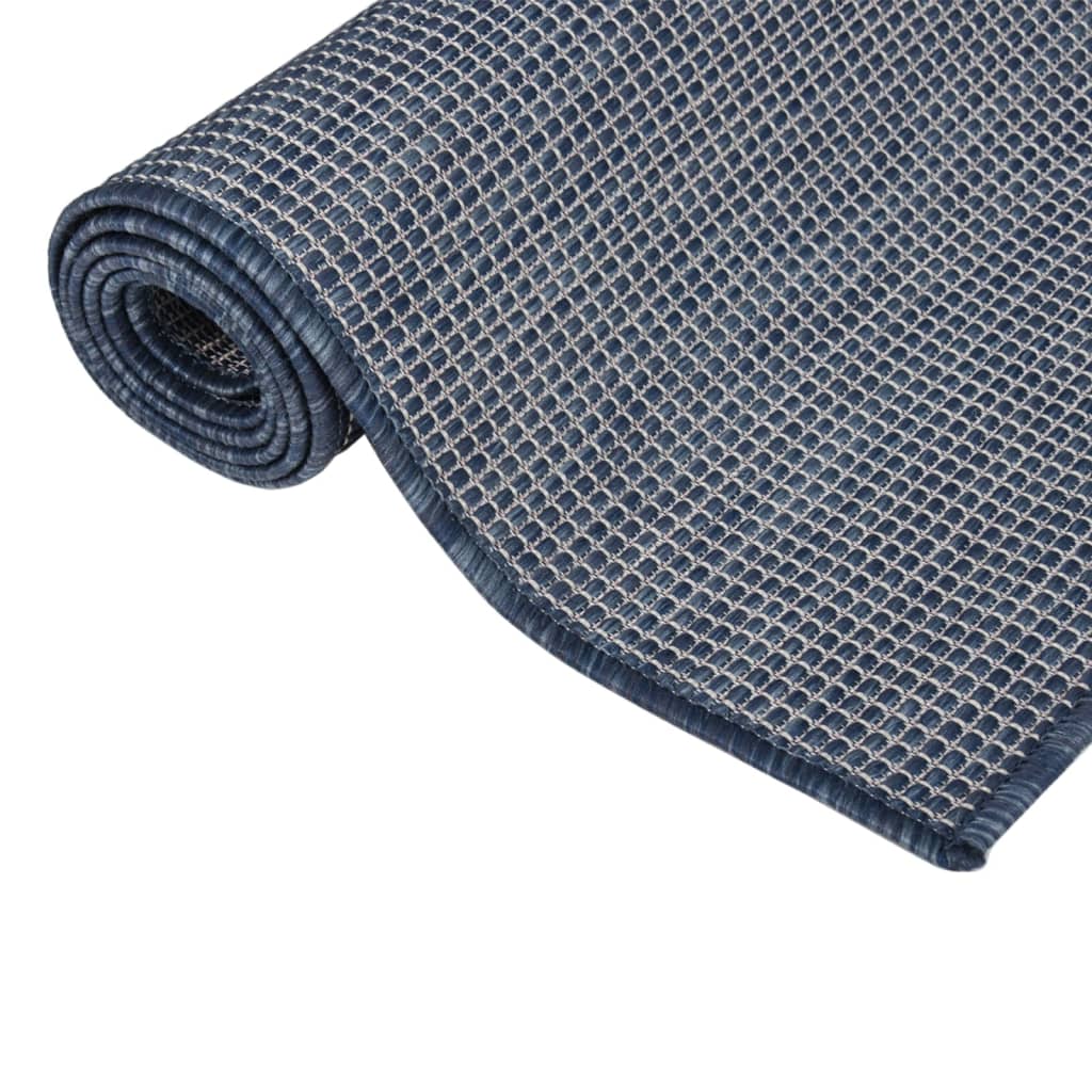 Buitenkleed platgeweven 160x230 cm blauw