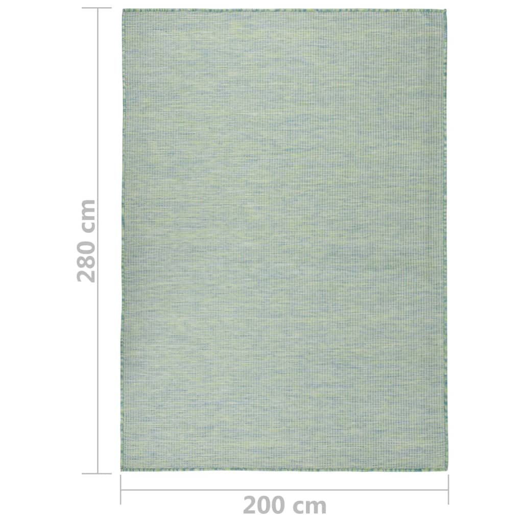Buitenkleed platgeweven 200x280 cm turquoise