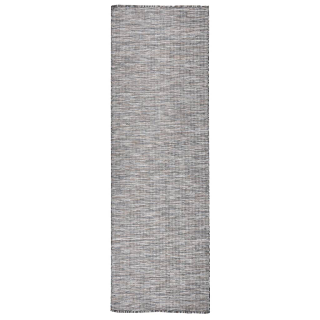 Buitenkleed platgeweven 80x250 cm bruin en blauw