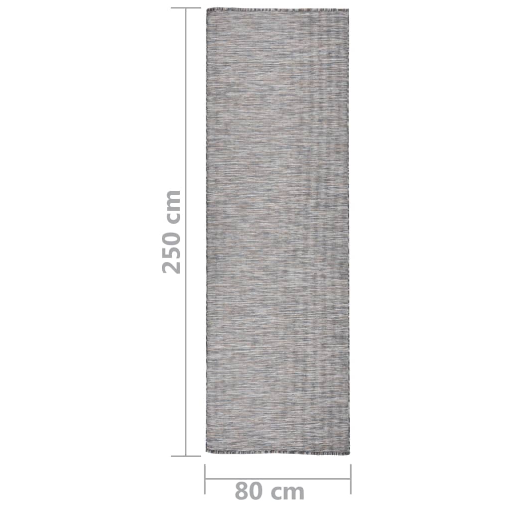 Buitenkleed platgeweven 80x250 cm bruin en blauw