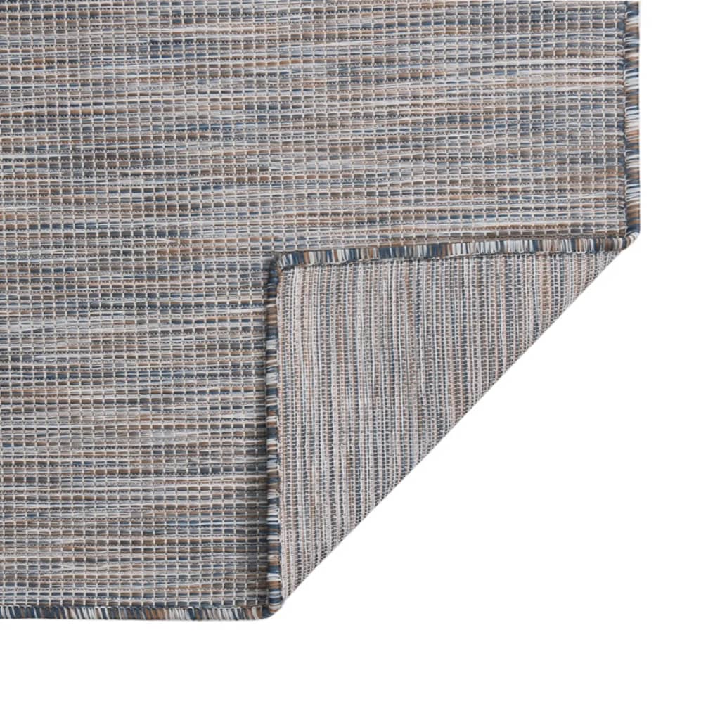 Buitenkleed platgeweven 100x200 cm bruin en blauw