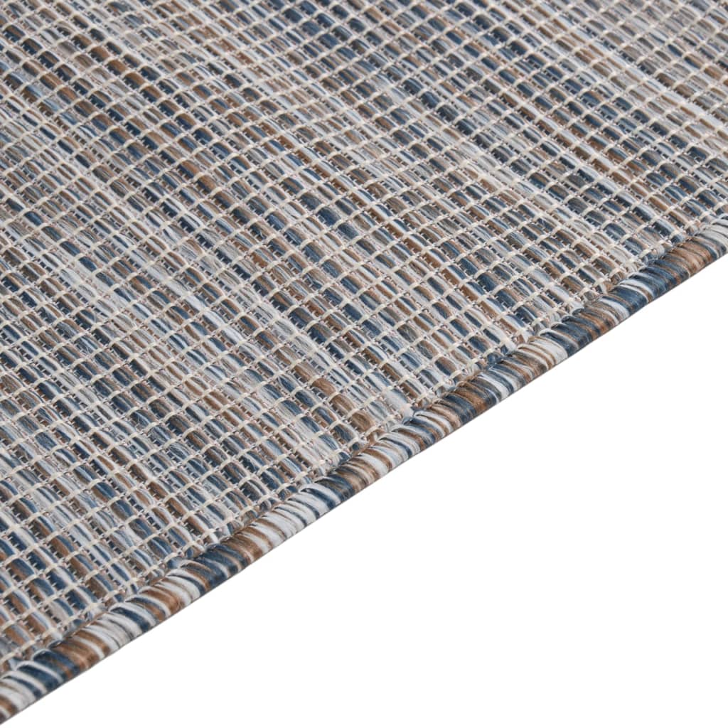 Buitenkleed platgeweven 120x170 cm bruin en blauw