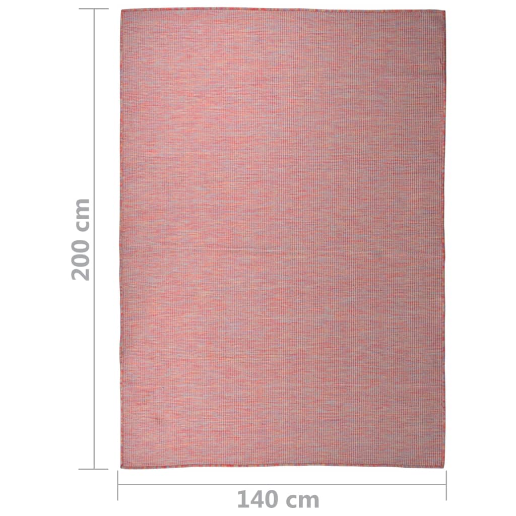 Buitenkleed platgeweven 140x200 cm rood