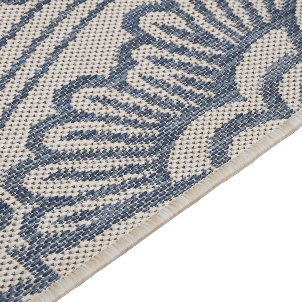 Buitenkleed met patroon platgeweven 140x200 cm blauw