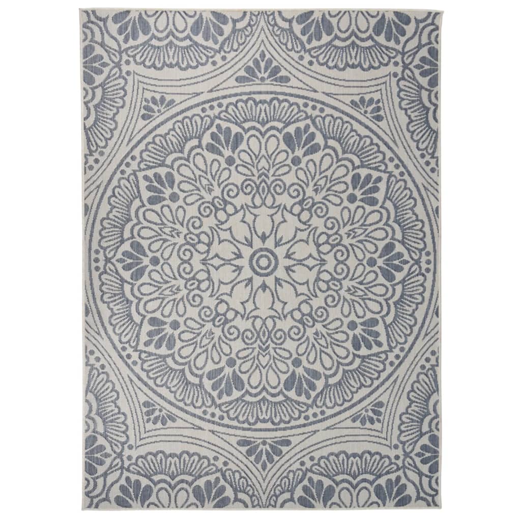 Buitenkleed met patroon platgeweven 200x280 cm blauw