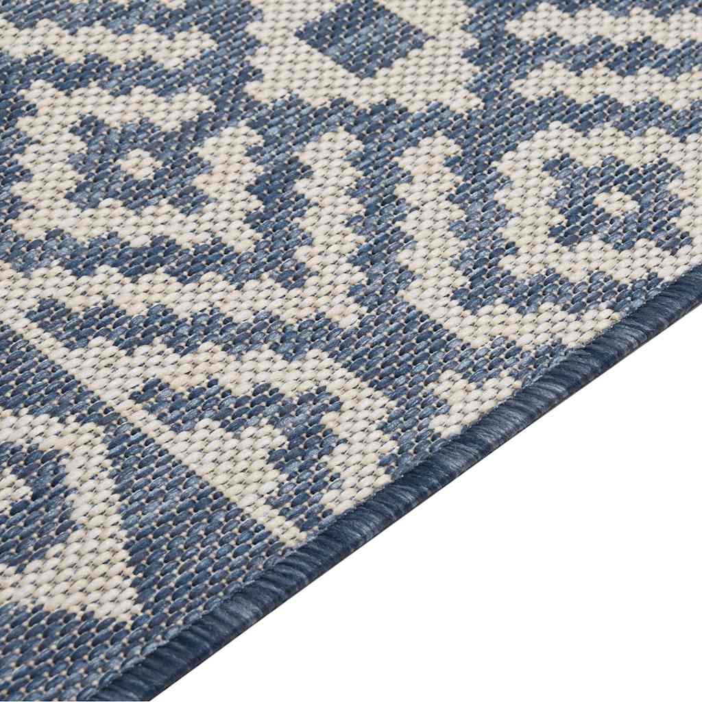 Buitenkleed met patroon platgeweven 120x170 cm blauw