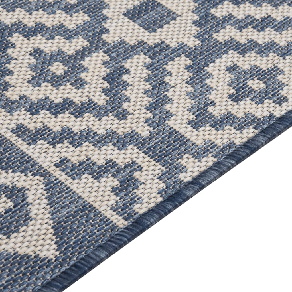 Buitenkleed met patroon platgeweven 140x200 cm blauw