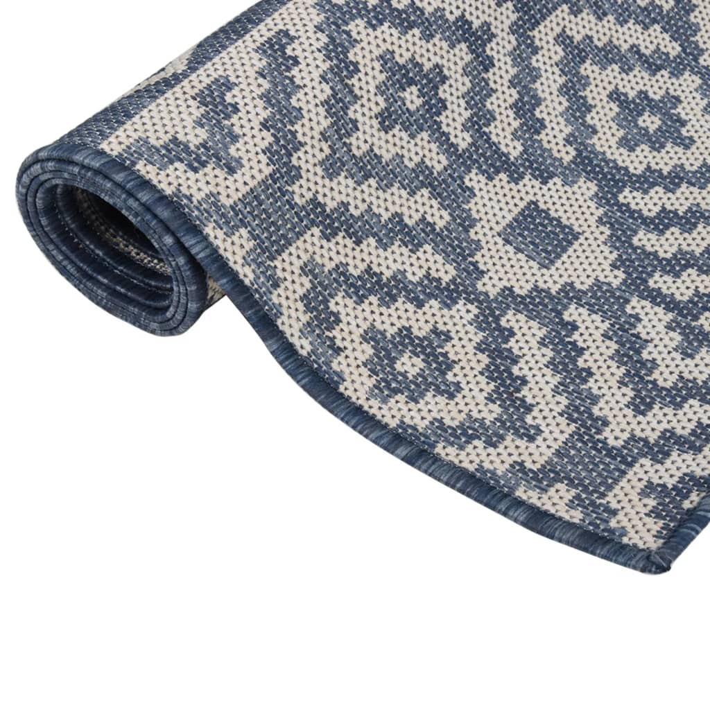 Buitenkleed met patroon platgeweven 200x280 cm blauw