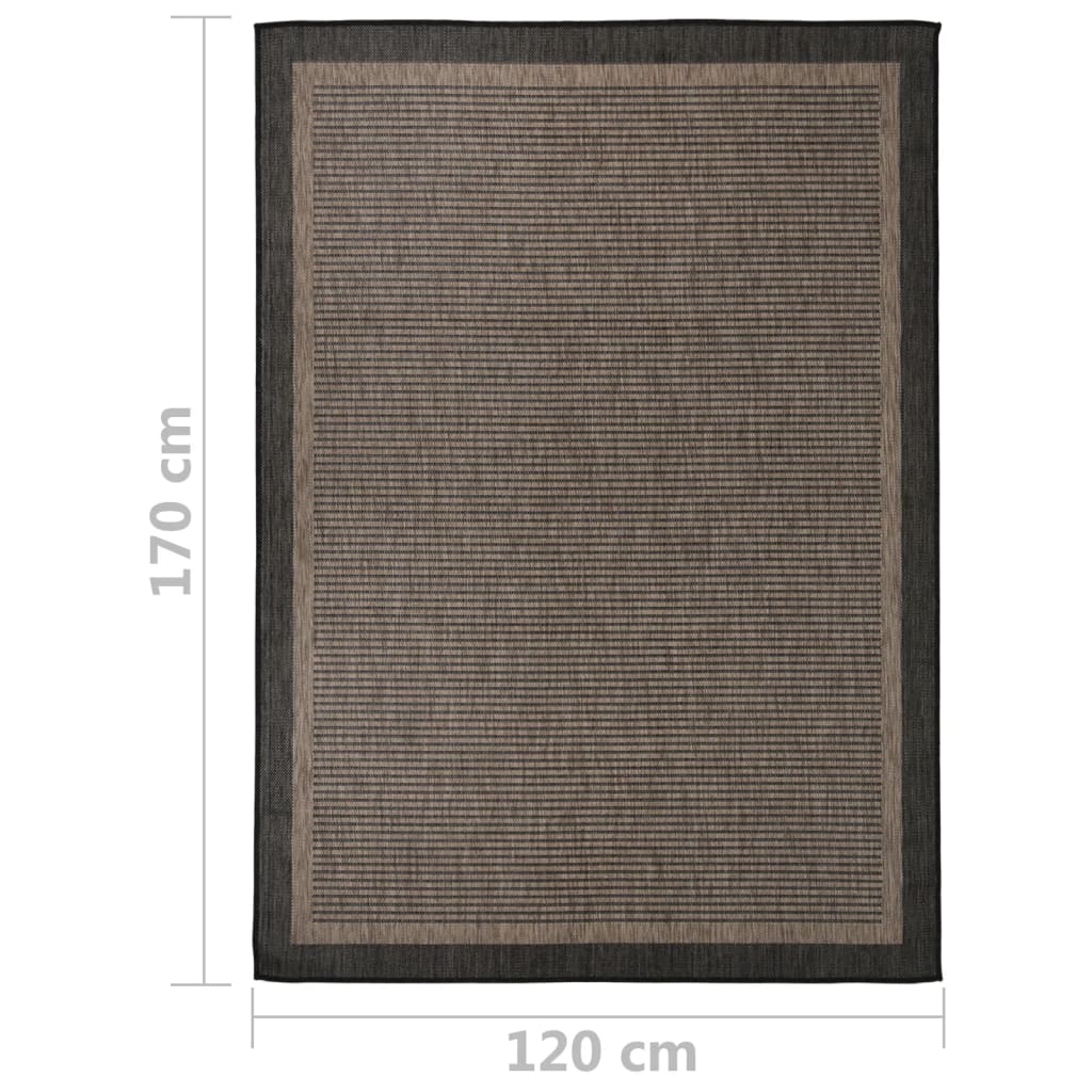 Buitenkleed platgeweven 120x170 cm donkerbruin