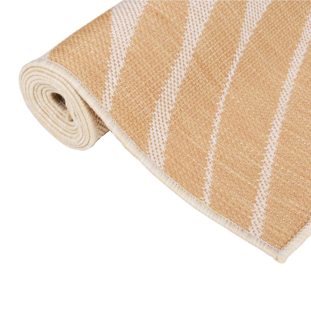 Buitenkleed met bladpatroon platgeweven 80x250 cm