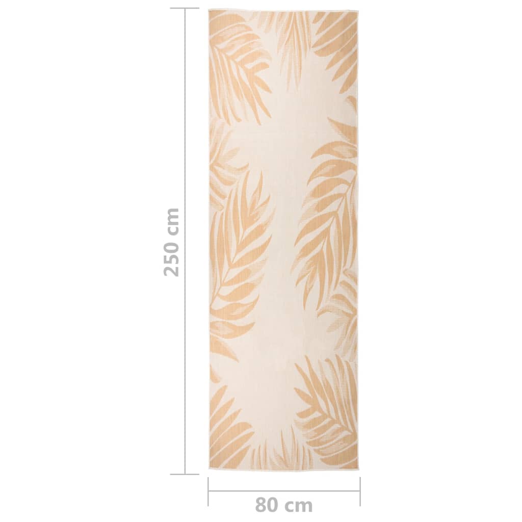 Buitenkleed met bladpatroon platgeweven 80x250 cm