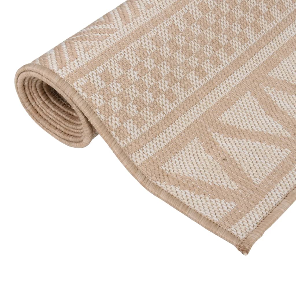 Buitenkleed met patroon platgeweven 100x200 cm bruin
