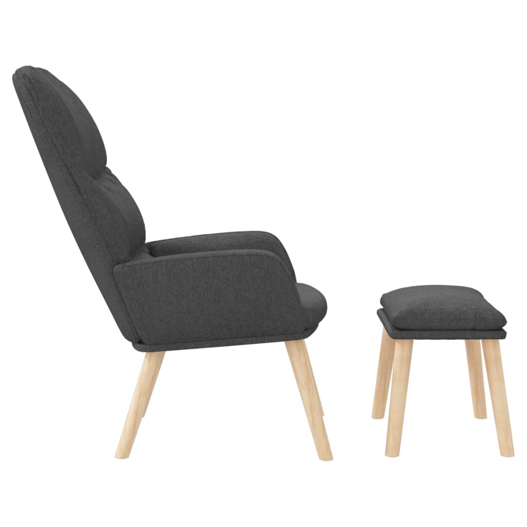 Relaxstoel met voetenbank stof donkergrijs