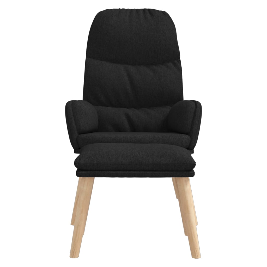 Relaxstoel met voetenbank stof zwart
