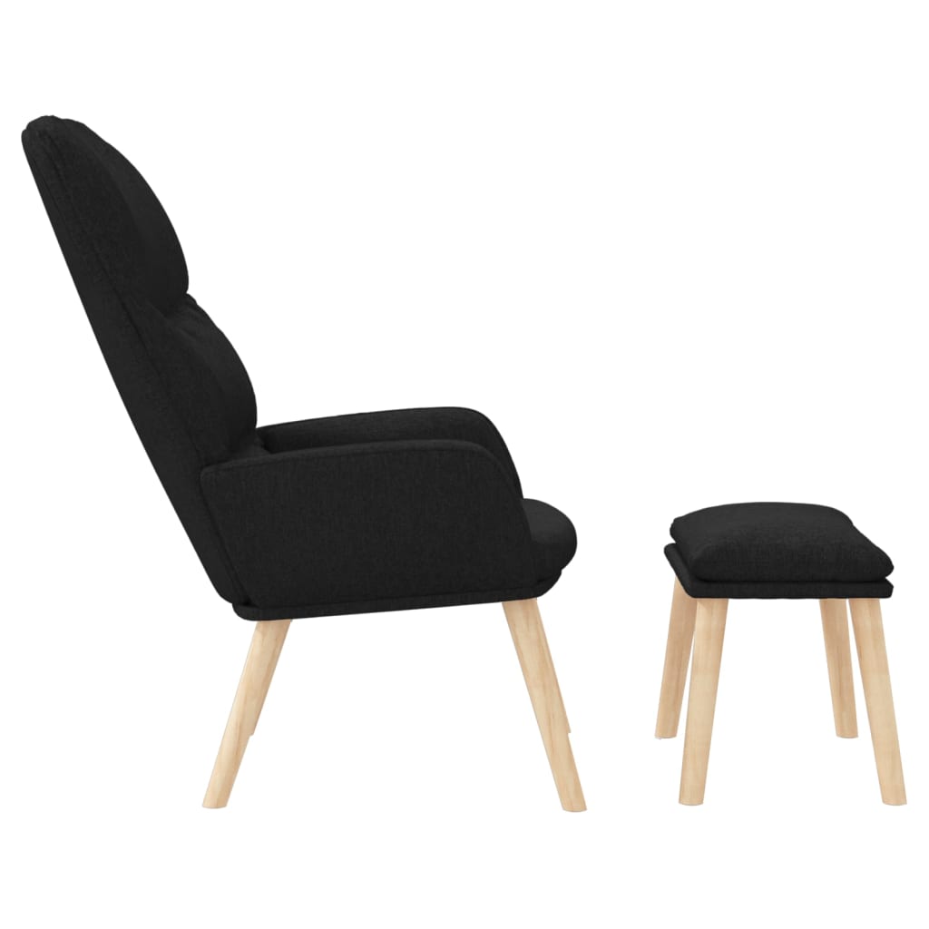 Relaxstoel met voetenbank stof zwart