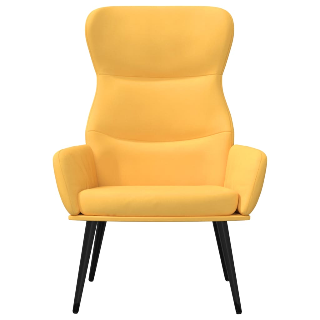 Relaxstoel met voetenbank stof mosterdgeel