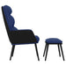Relaxstoel met voetenbank stof en kunstleer blauw