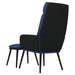 Relaxstoel met voetenbank stof en kunstleer blauw