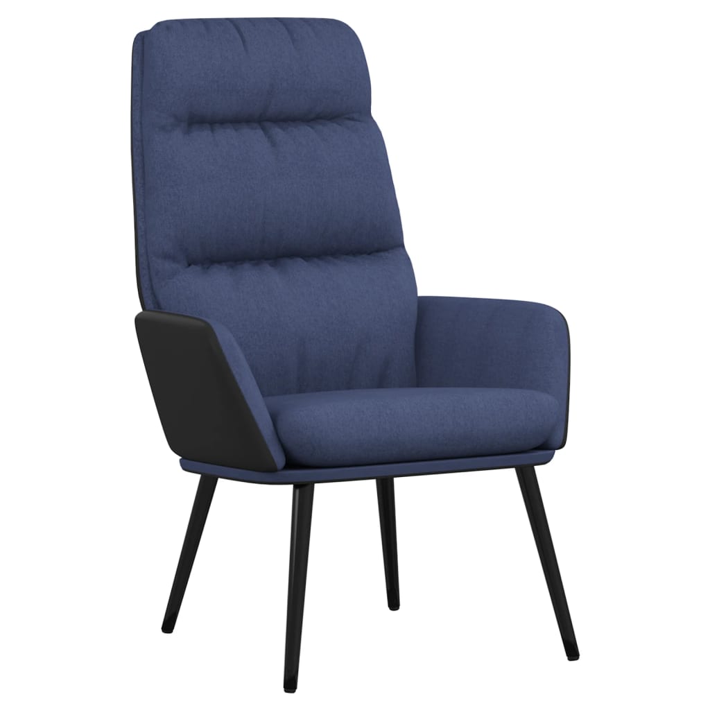 Relaxstoel met voetenbank stof en kunstleer blauw