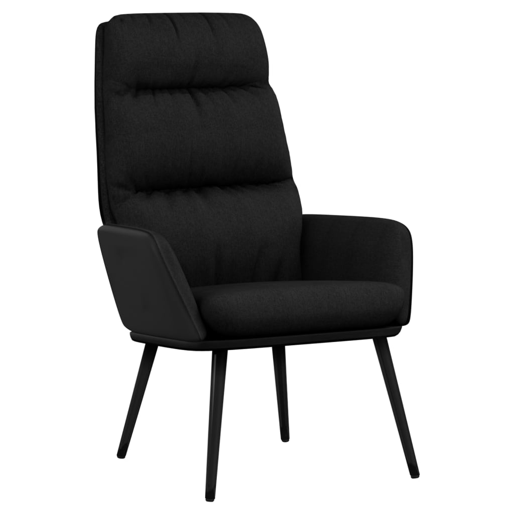 Relaxstoel met voetenbank stof en kunstleer zwart