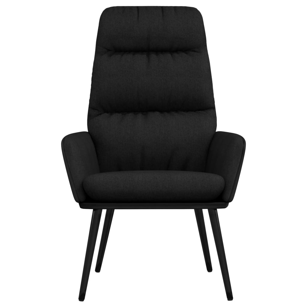 Relaxstoel met voetenbank stof en kunstleer zwart