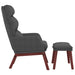 Relaxstoel met voetenbank stof donkergrijs