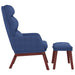Relaxstoel met voetenbank stof blauw