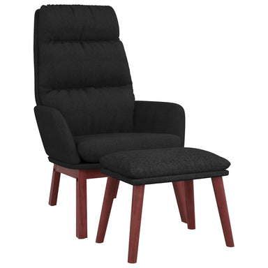 Relaxstoel met voetenbank stof zwart