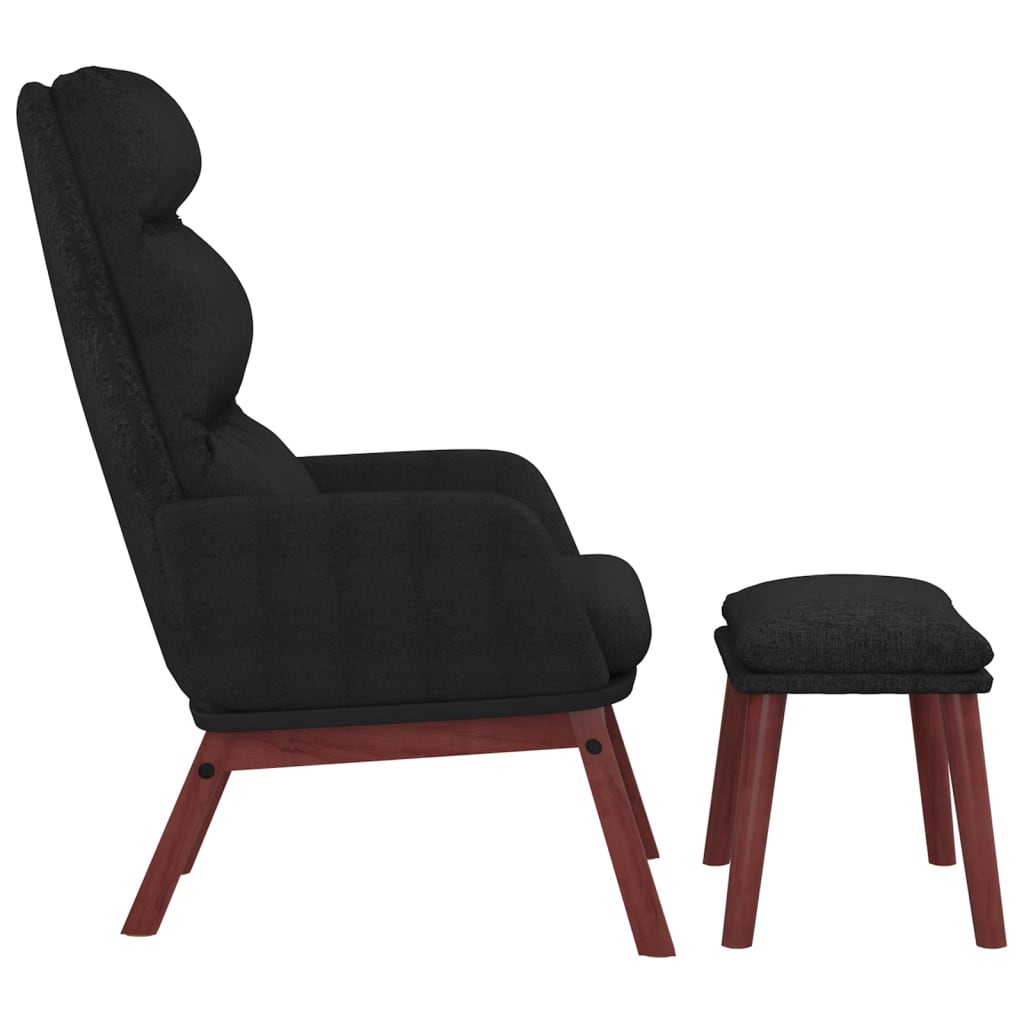 Relaxstoel met voetenbank stof zwart