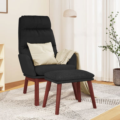 Relaxstoel met voetenbank stof zwart