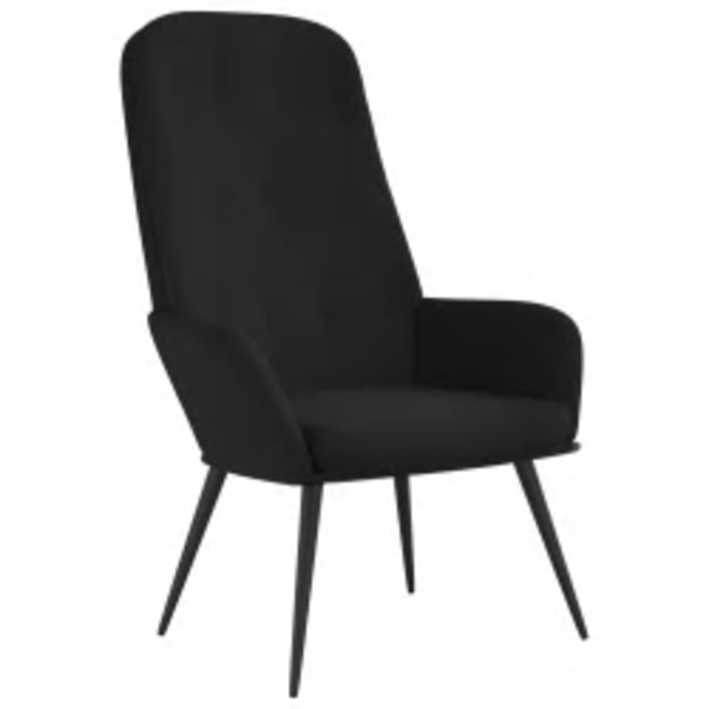 Relaxstoel met voetenbank fluweel zwart