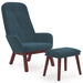 Relaxstoel met voetenbank fluweel blauw