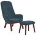 Relaxstoel met voetenbank fluweel blauw