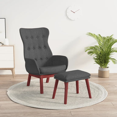 Relaxstoel met voetenbank stof donkergrijs
