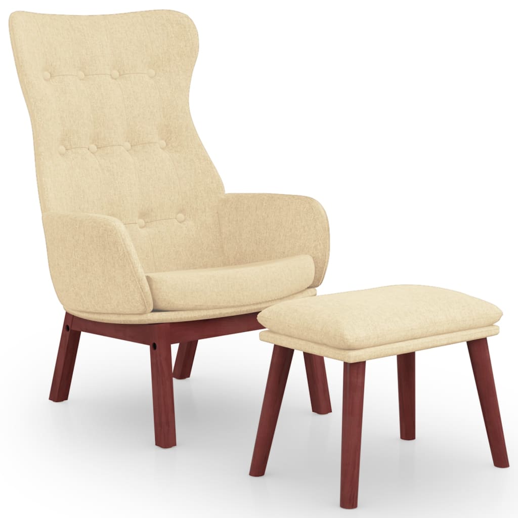 Relaxstoel met voetenbank stof crèmekleurig