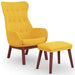 Relaxstoel met voetenbank stof mosterdgeel