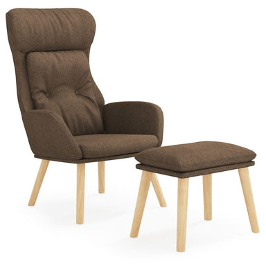 Relaxstoel met voetenbank stof bruin