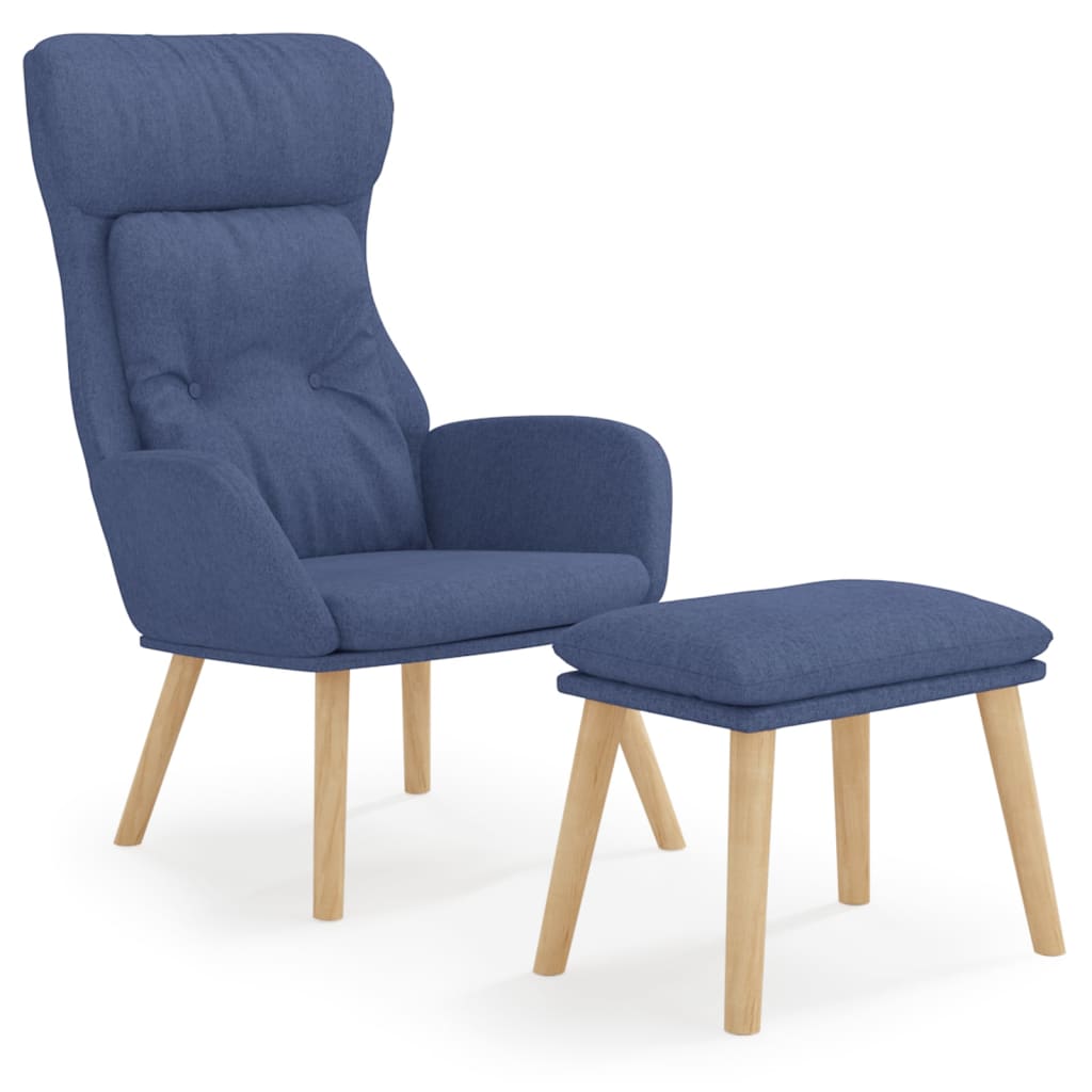 Relaxstoel met voetenbank stof blauw