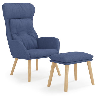 Relaxstoel met voetenbank stof blauw