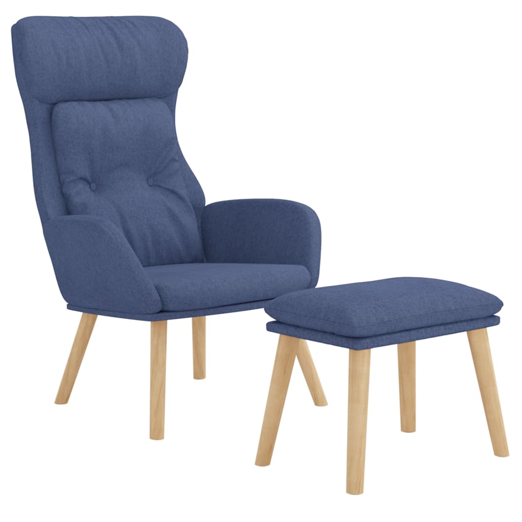 Relaxstoel met voetenbank stof blauw